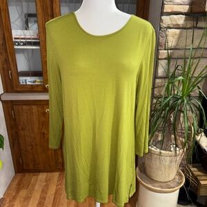 J.JILL SIZE SMALL LIME GREEN 3/4 SLEEVE TUNIC LENGTH BLOUSE